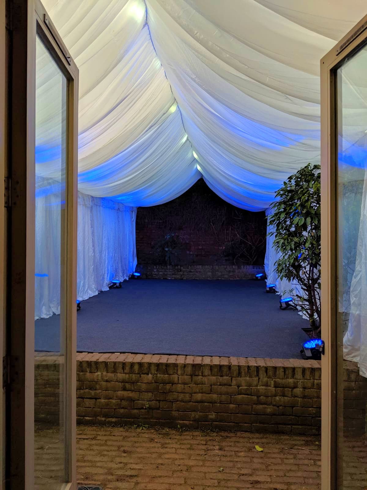 4m x 8m Marquee Blue Uplighters