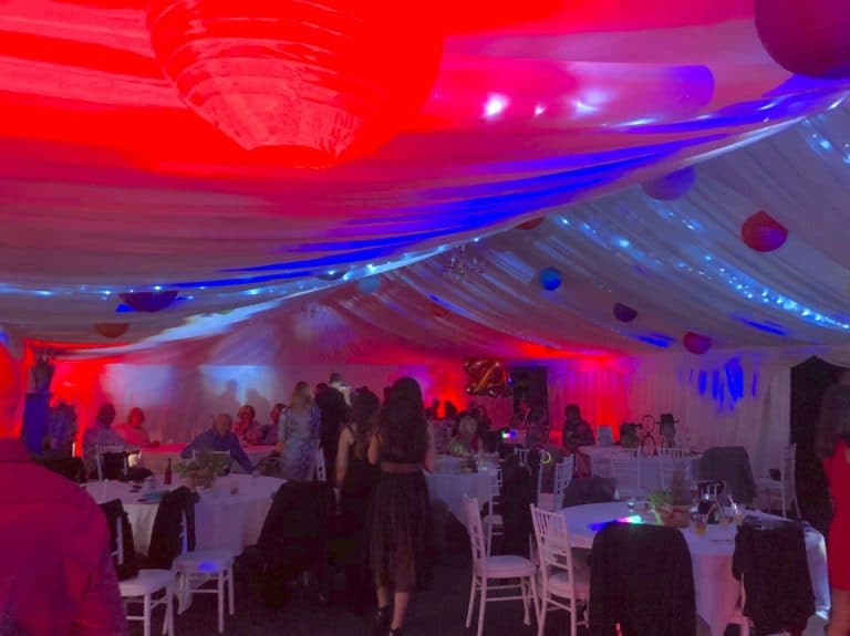 LED UPLIGHTING IN 9M X 27M MARQUEE