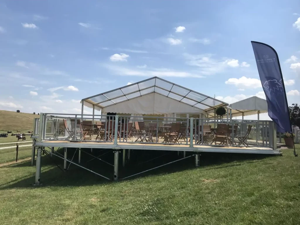 clearspan marquee on sloping site